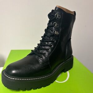 Brand New Sam Edelman Lue Black Leather Combat Boots 10 NWT